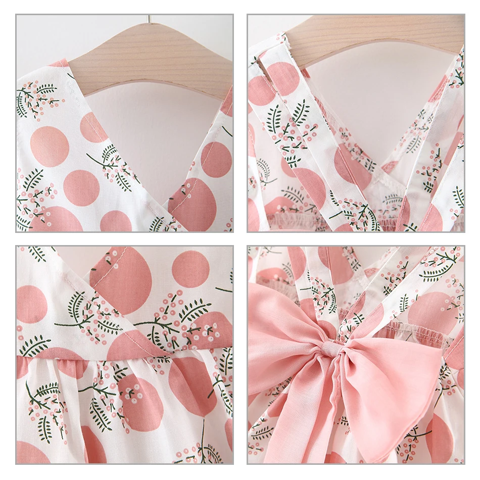 

2021 Summer Baby Girls Dresses For Baby Casual Beach Bow Print Sundress Princess Dress Infant Dress Newborn Clothes Send Hat