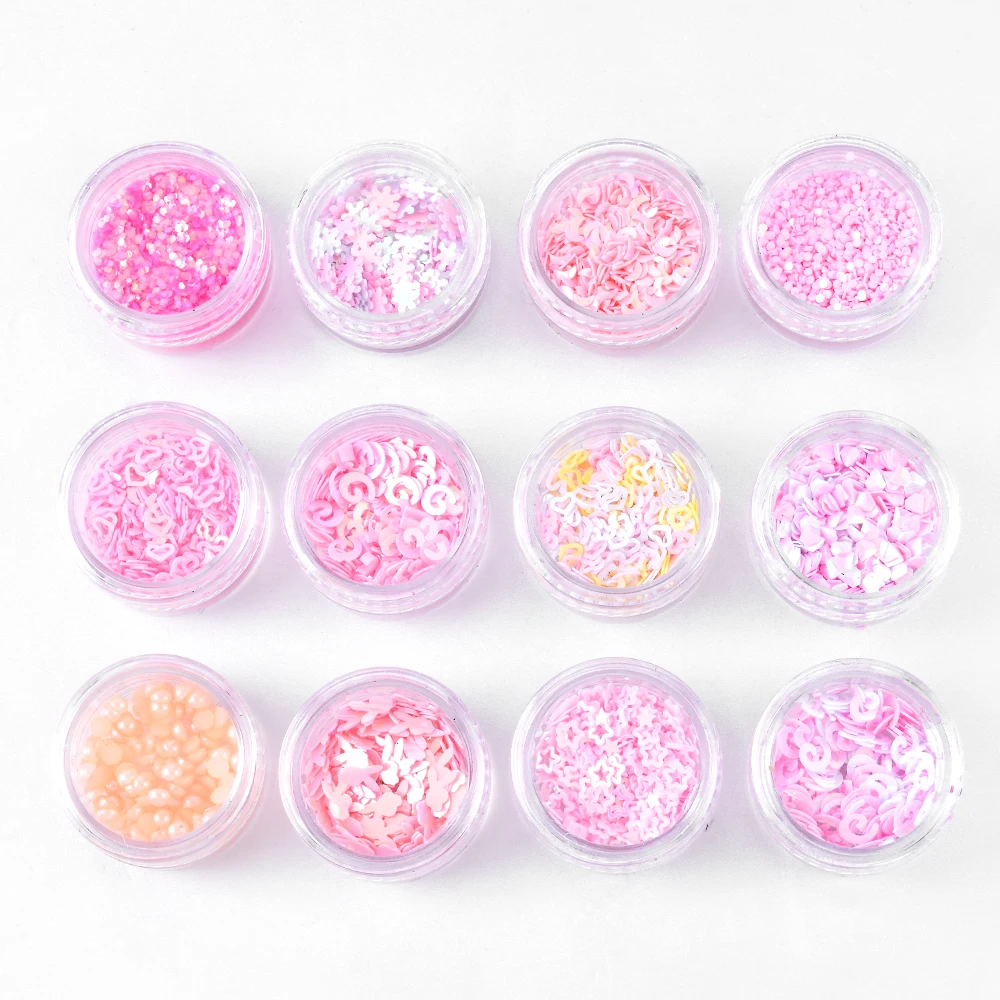 

Heart and Star 3D Nail Decoration Accessories Christmas Facial Decoration Eye Makeup 12 Box Mermaid Half Pearl Laser Sequin