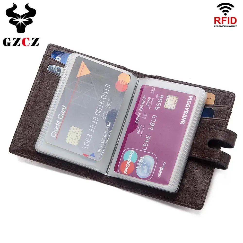 GZCZ бренд для мужчин из натуральной кожи ID/кредитный зажим для денег двойной складной мужской кошелек Billfold зажим для кошелька для денег кошелек с отделами для карт тонкий