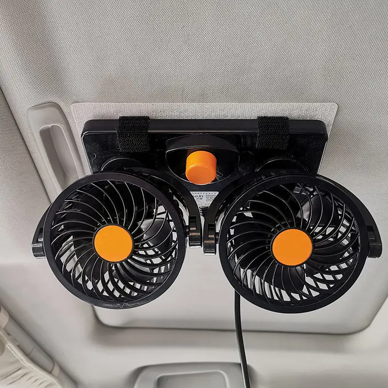 

12V 24V 360 Degree All-Round Adjustable Car Dual Fan Air Cooling Low Noise Car Auto Cooler Air Fan Car Interior Accessories