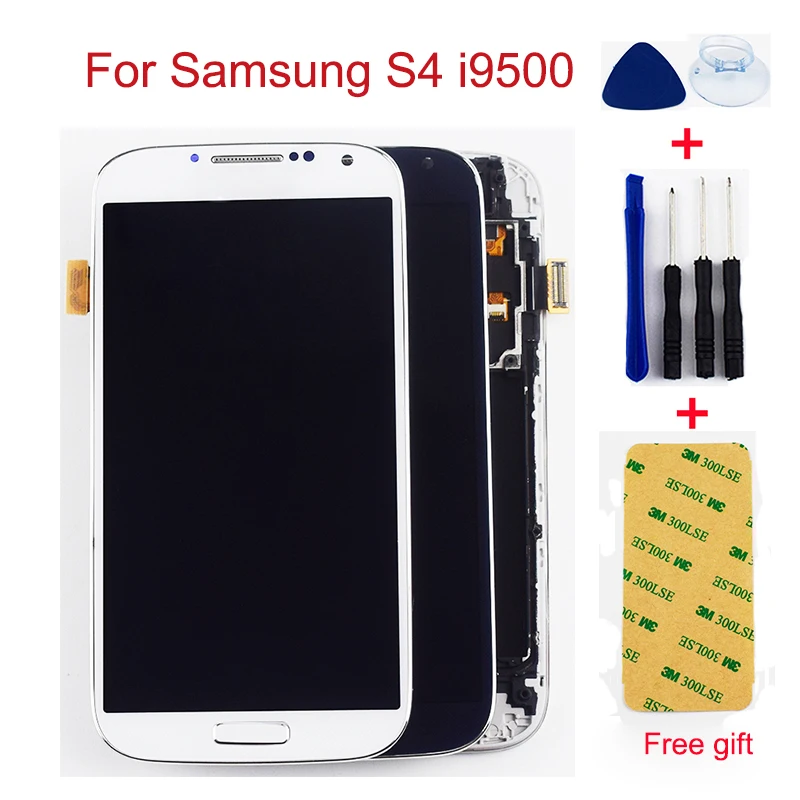 I9500 ЖК-дисплей для samsung Galaxy S4 i9500 i9505 i337 ЖК-дисплей панель+ сенсорный экран дигитайзер сенсор стекло в сборе с рамкой
