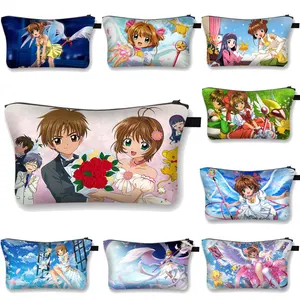 Чехол для косметики с рисунком аниме Cardcaptor Sakura Clow, женские сумки для макияжа, милая портативная косметичка для девушек, женская сумка для путешествий