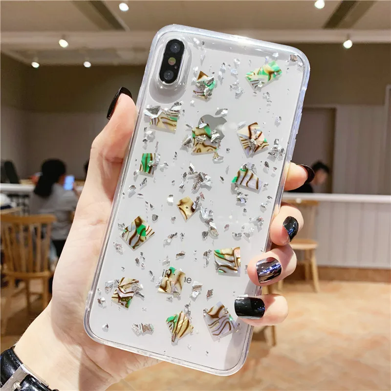 Lovebay чехол для телефона карамельного цвета iPhoe X XS XR Max Shiny Seashell Серебристая фольга