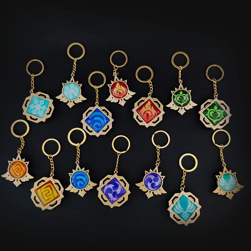 

Hot Game Genshin Impact Keychain Charms Eyes of God Key Chains Luminous Metal Key Chains Glow God Eyes Fashion Cosplay Pendant
