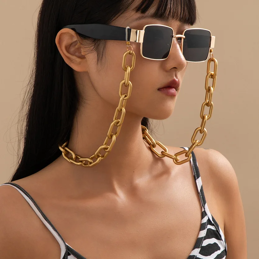 

Exaggerated Punk Metal Sunglasses Chain for Women Fashion O Shape Thick Mask Chain Lanyards Eyewear Cord Holder Neck Strap
