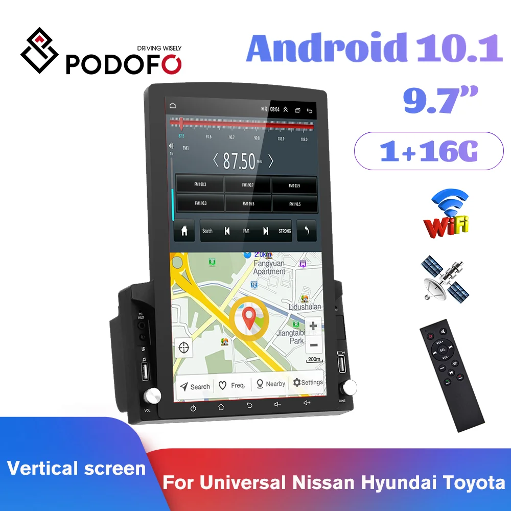 

Автомагнитола Podofo, мультимедийная стерео-система на Android 10,0, с вертикальным экраном 9,7 '', GPS, для Nissan, Polo, Kia, VW, Hyundai, Passart, Toyota, типоразмер 2DIN