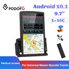 Автомагнитола Podofo, мультимедийная стерео-система на Android 10,0, с вертикальным экраном 9,7 '', GPS, для Nissan, Polo, Kia, VW, Hyundai, Passart, Toyota, типоразмер 2DIN