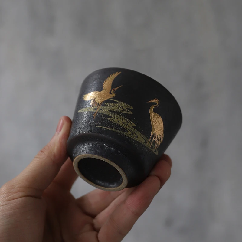 LUWU black crockery ceramic teacup porcelain tea cup chinese kung fu cup 100ml