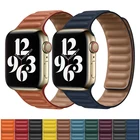 Ремешок кожаный для apple watch band 44 мм 40 мм, сильный магнитный браслет для iwatch band 42 мм 38 мм, apple watch 5 6 SE 4 3 2 44 мм