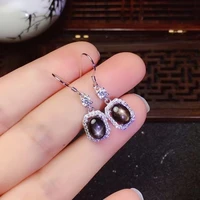 jewelry 925 silver black sapphire stud earrings natural black sapphire silver earrings classic gemstone earrings