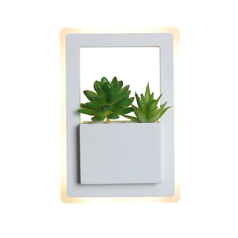 

22x15cm Creative Modern Led Wall Light For bedroom light Bedside wall lights With Plant White Color Wall Lamp Sconce Fixtures