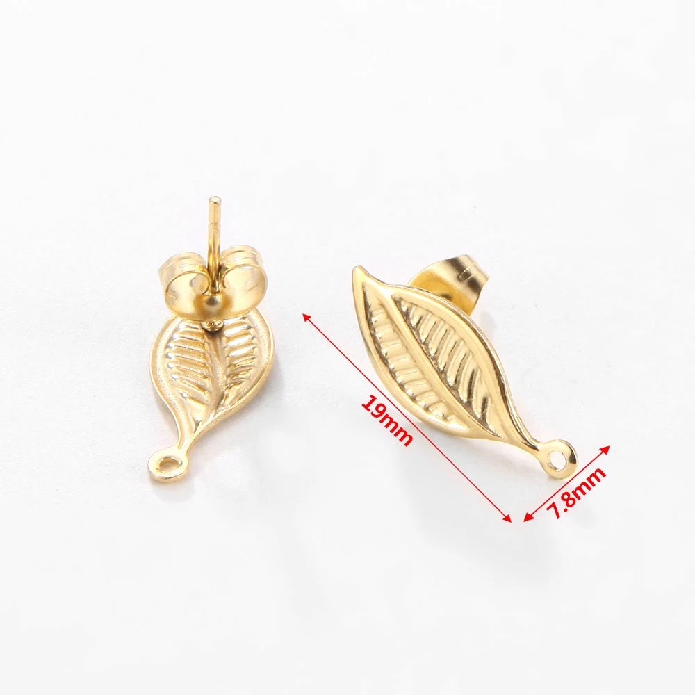 

Dinicessa 10pcs/Lot Gold Color Stainless Steel Round Leaf Style Earrings Pendant Romantic For DIY Jewelry Making Supplies