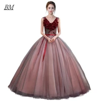 bm stock v neck quinceanera dresses 2021 ball gown beaded prom 16 birthday pageant party gown vestidos de quinceanera bm788