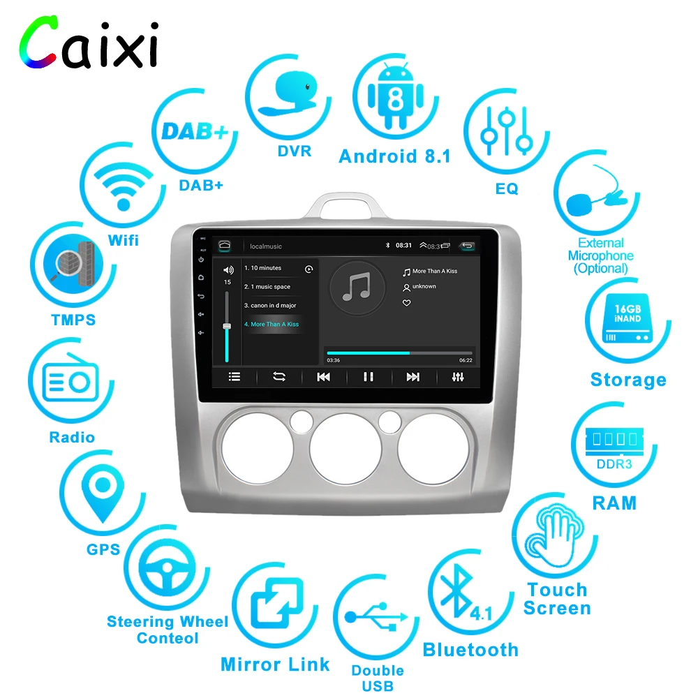 Автомобильный мультимедийный плеер CAIXI Android 8 1 для Ford Focus Exi MT AT 2 2004 2005 2006 2007 2008-2011 с