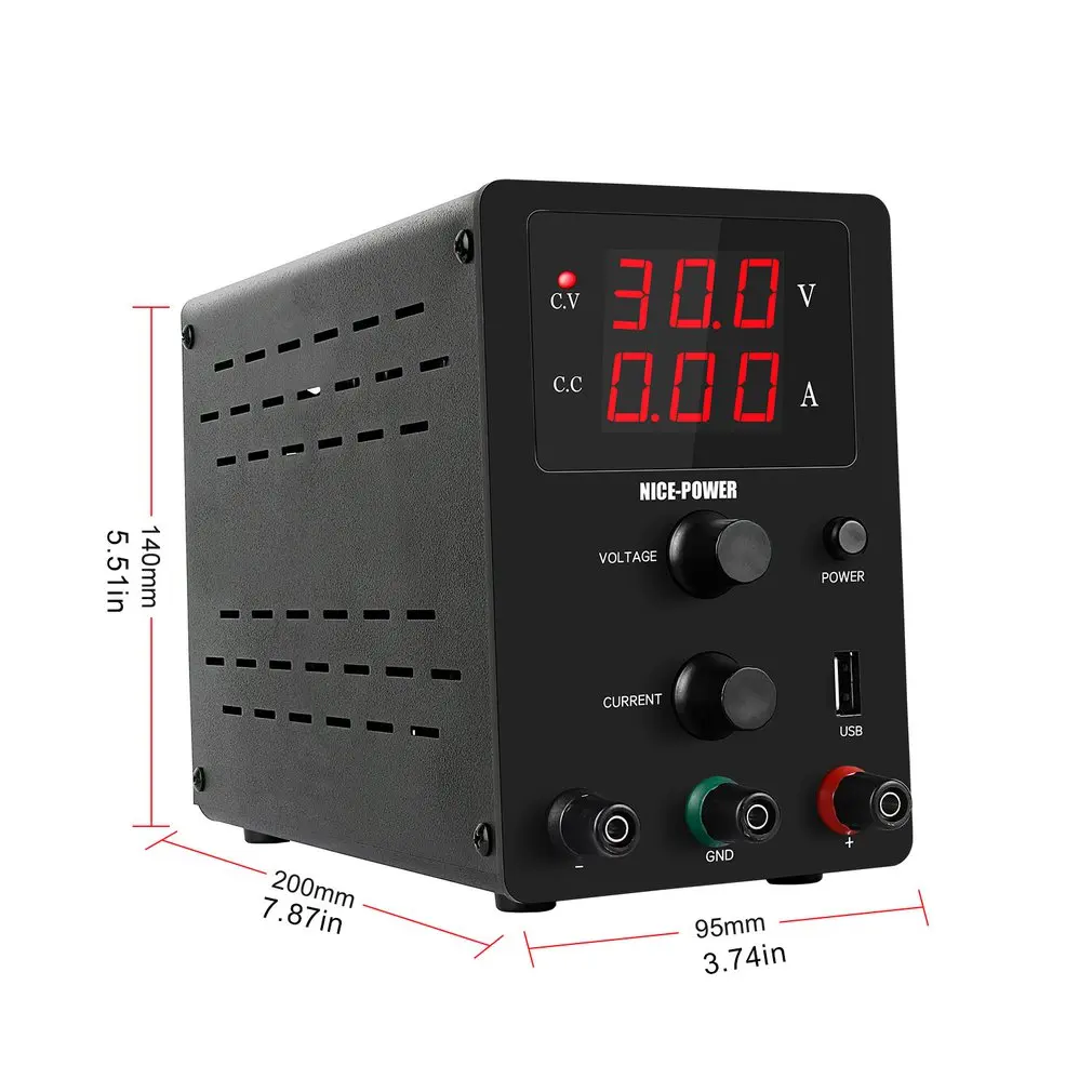

USB DC Laboratory 30V10A Regulated Lab Power Supply Adjustable Voltage Regulator Stabilizer Switching Bench Source