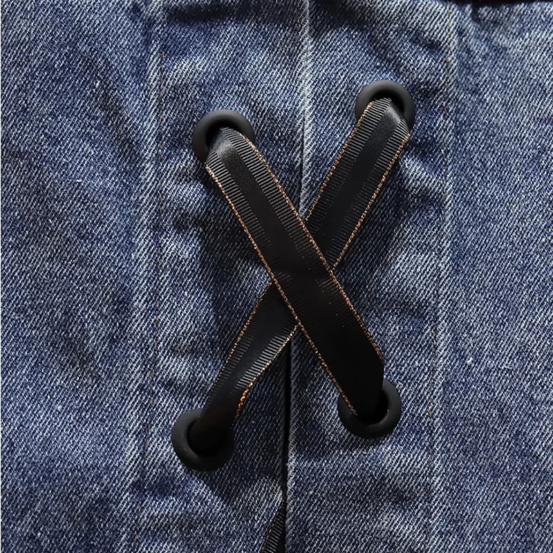 Женская джинсовая куртка бойфренд свободная ковбойская из денима с лентами