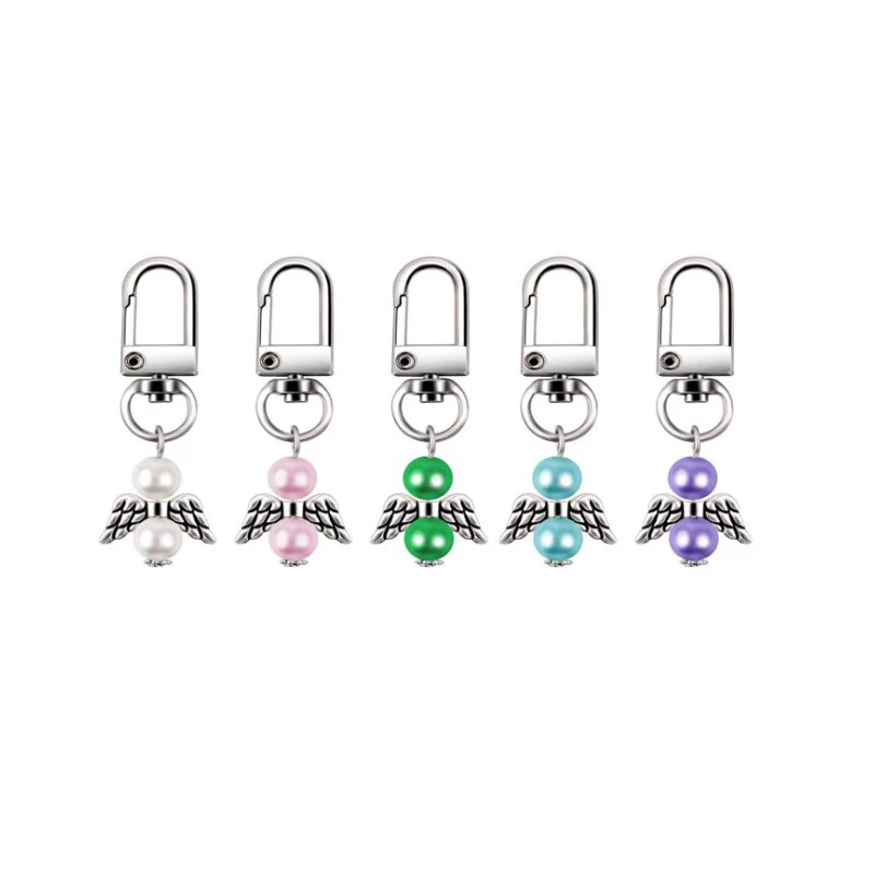 

1 Piece Party Favors Guardian Angel Pearl Key Chain Gift Tags For Wedding Baby Shower Decorations Key Chain Accessories