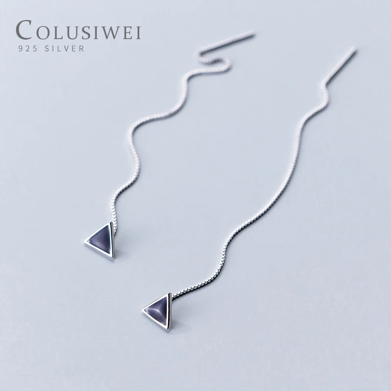 Colusiwei Модные Новые подлинные 925 стерлингового серебра треугольной формы Длинная