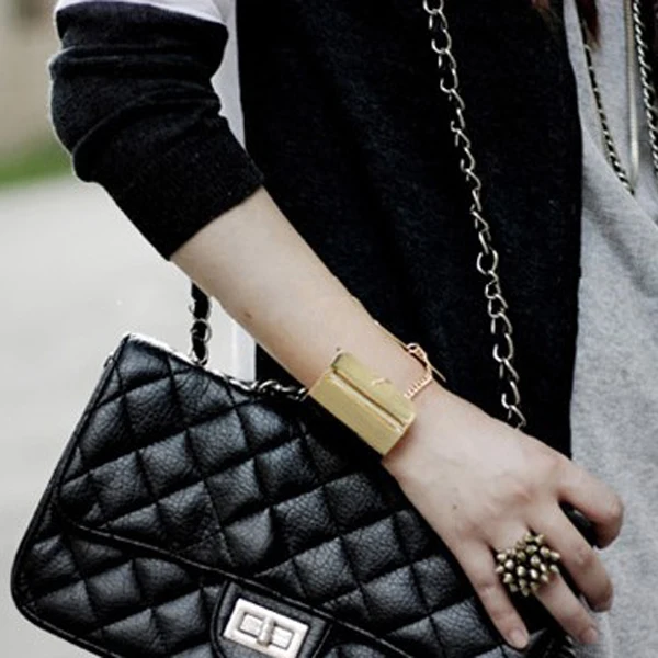 1 пара панк Ro зеркальный золотой цвет сплав широкий металлический браслет