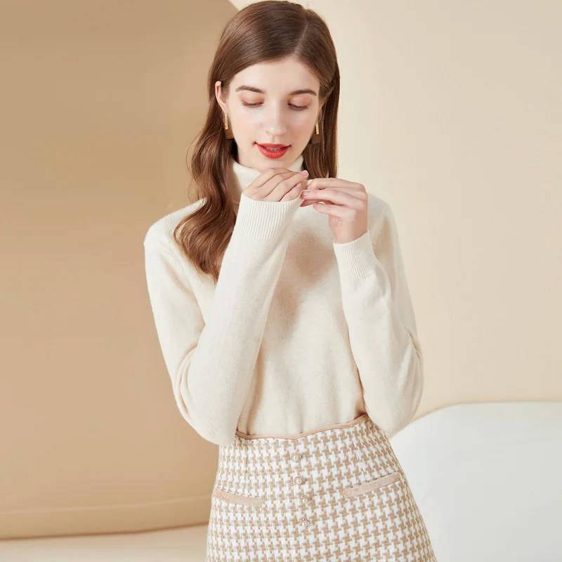 Женский свитер-водолазка из кашемира с длинным рукавом | Женская одежда