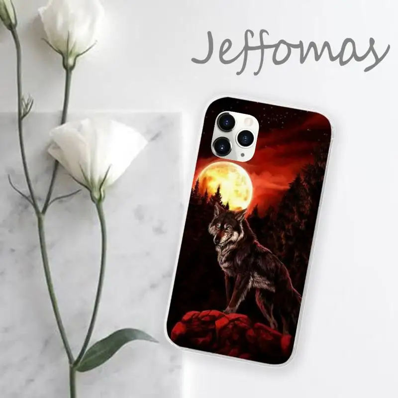 

Moon roaring wolf Phone Case Transparent for iPhone 11 12 mini pro XS MAX 8 7 6 6S Plus X 5S SE 2020 XR