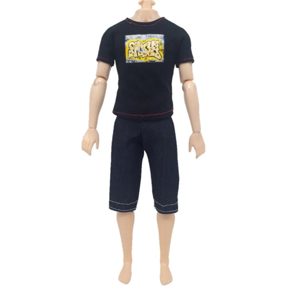 

Clothing for Height 30cm 2 pcs/set Doll Accessorise Clothes Black T-shirt & Capri Pants Suit Boy Causal Suit for Ken Dolls