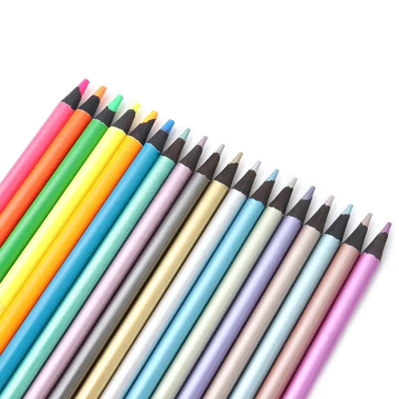 

2021 Hot Sale 12Pcs Metallic Non-Toxic Colored Pencils+6 Fluorescent Color Pencils for Drawing