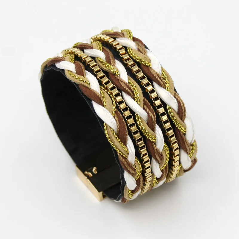 Мужской кожаный браслет VONNOR браслеты с камнями аксессуары для женщин и мужчин