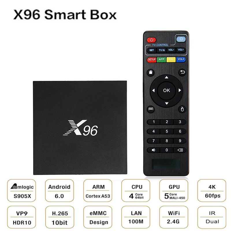 Распродажа X96 ТВ приставка Amlogic S905X четырехъядерный Cortex-A53 2 ГБ 16 Android 6 0 дисплей в