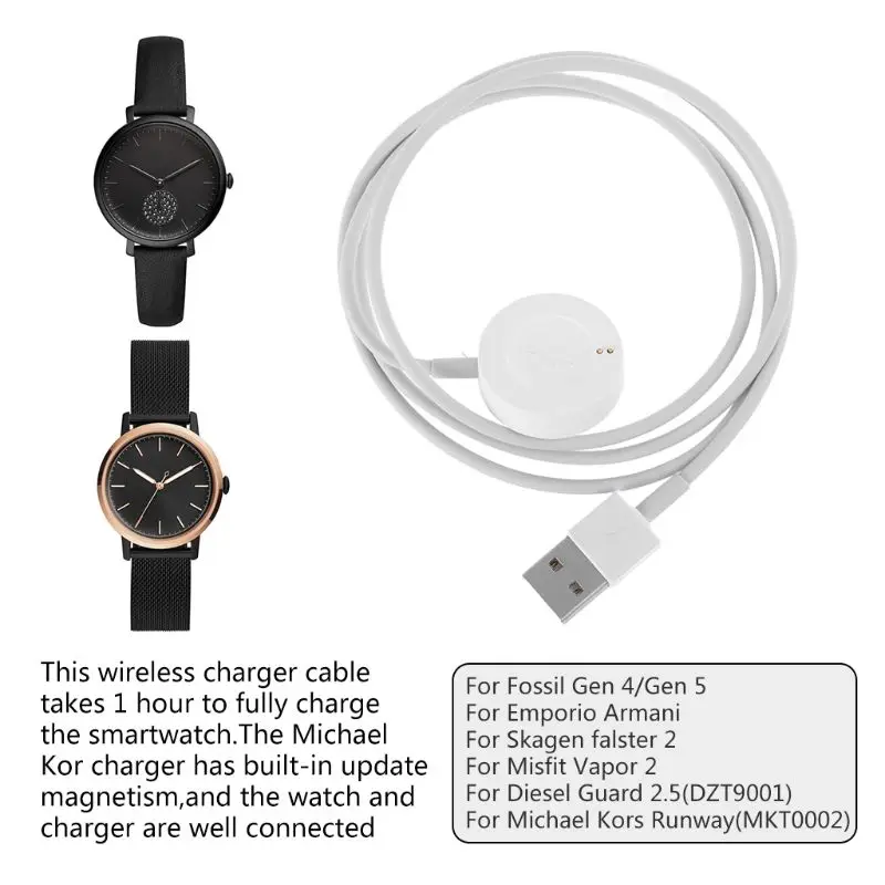 Portable USB Charger Cable Fast Charging Dock Cradle for Fossil-Gen 4 Explorist/Venture/Gen 5 Carlyle/Julianna Watch | Электроника