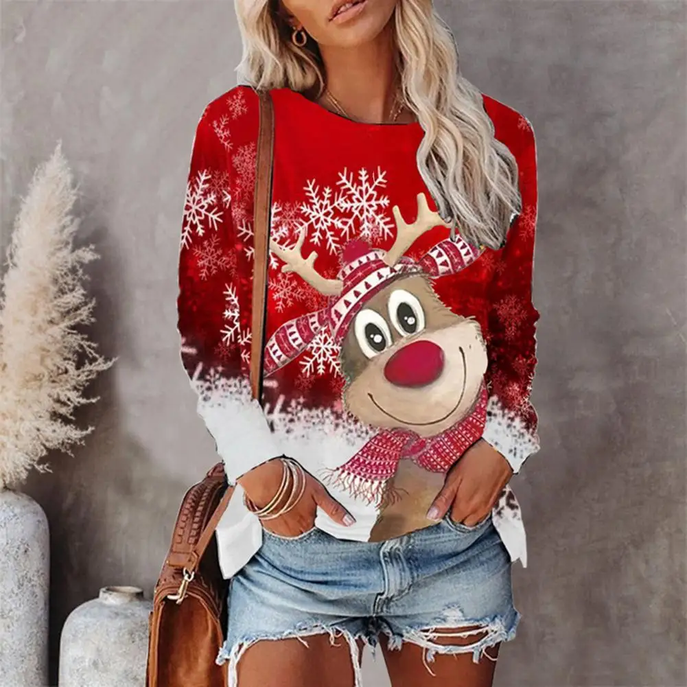 

Pullover Stylish Crew Neck All Match T-shirt Autumn Winter Women Top