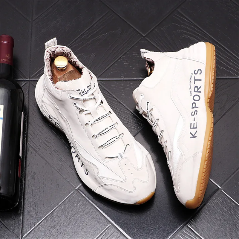 

Luxury Designer Genuine Leather Sneakers For Men Punk Hip Hop High Quality Casual Shoes Trainers Chaussure Homme