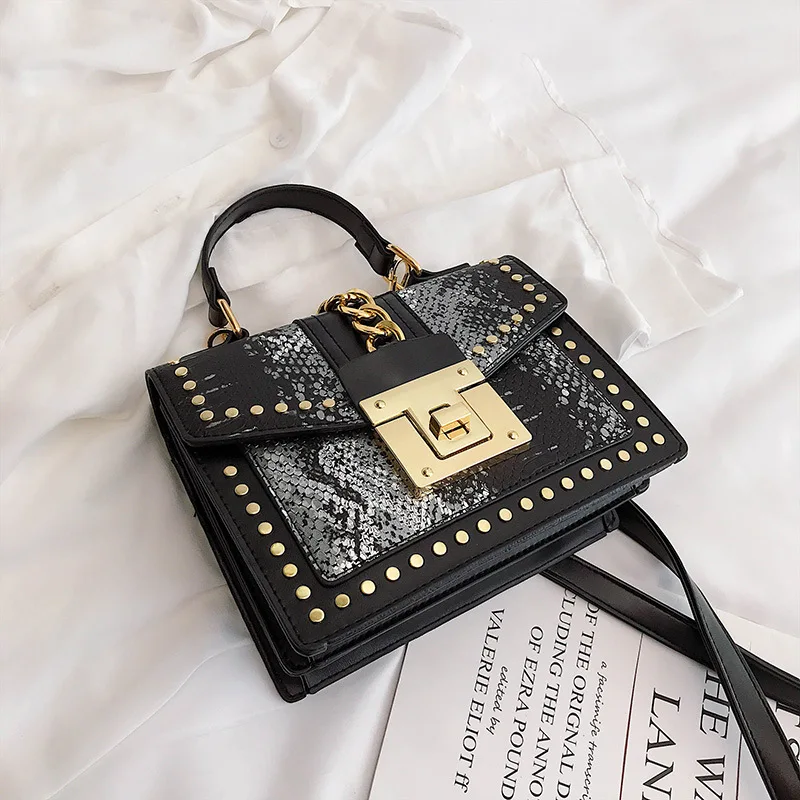 Женские сумки роскошные со змеиным принтом кожаные через плечо для женщин 2019