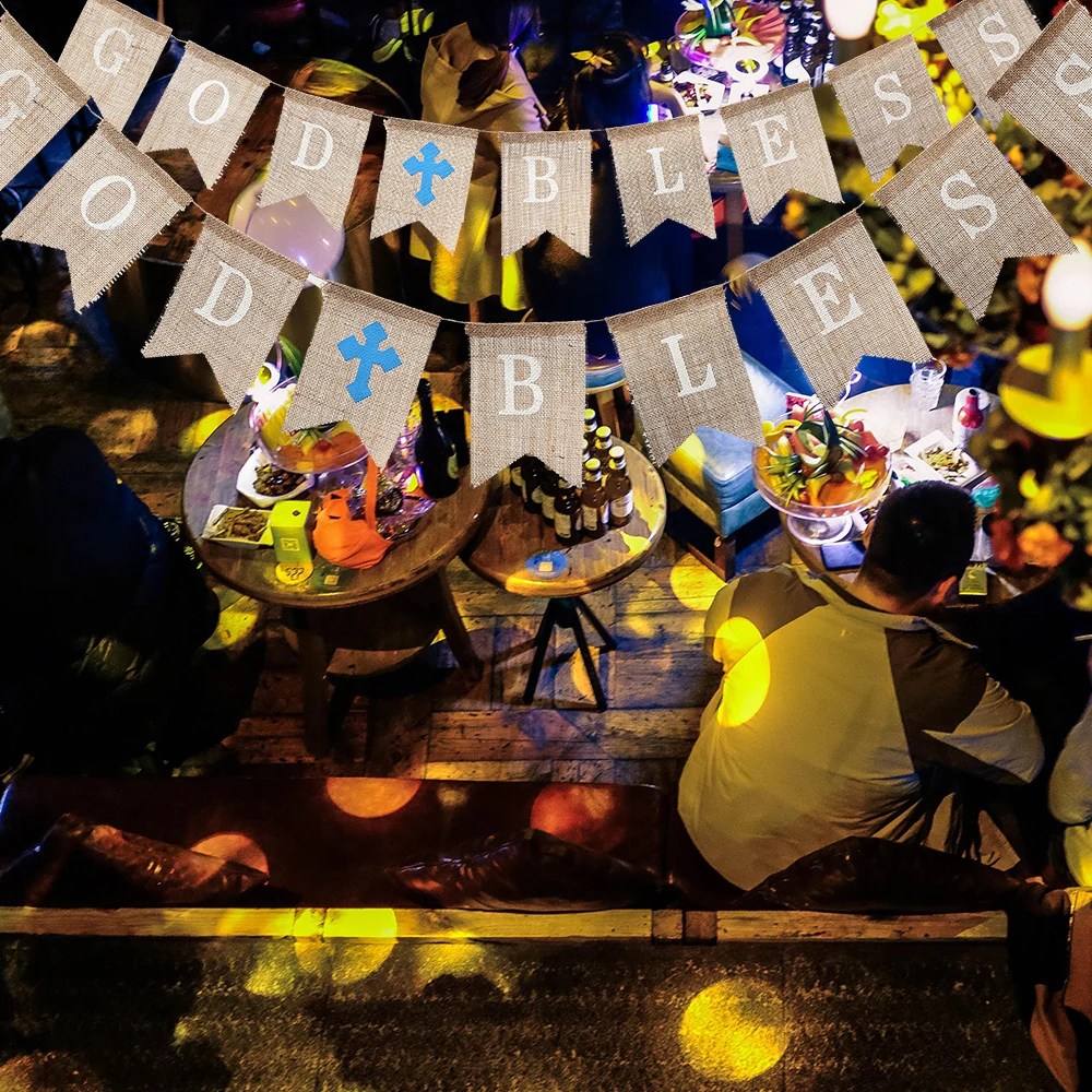 BOD BLESS буквы мешковины раздвоенный хвост баннеры гирлянды флаги для детского душа