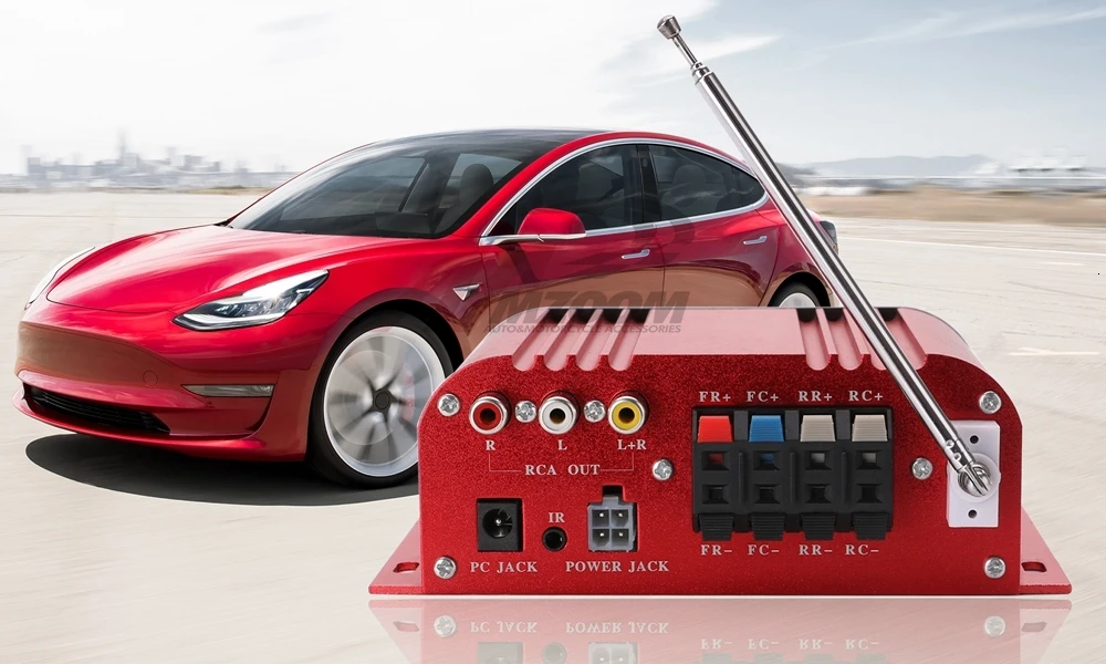 Красный Профессиональный усилитель мощности мотоцикла автомобиля usb аудио FM радио с ЖК-дисплеем