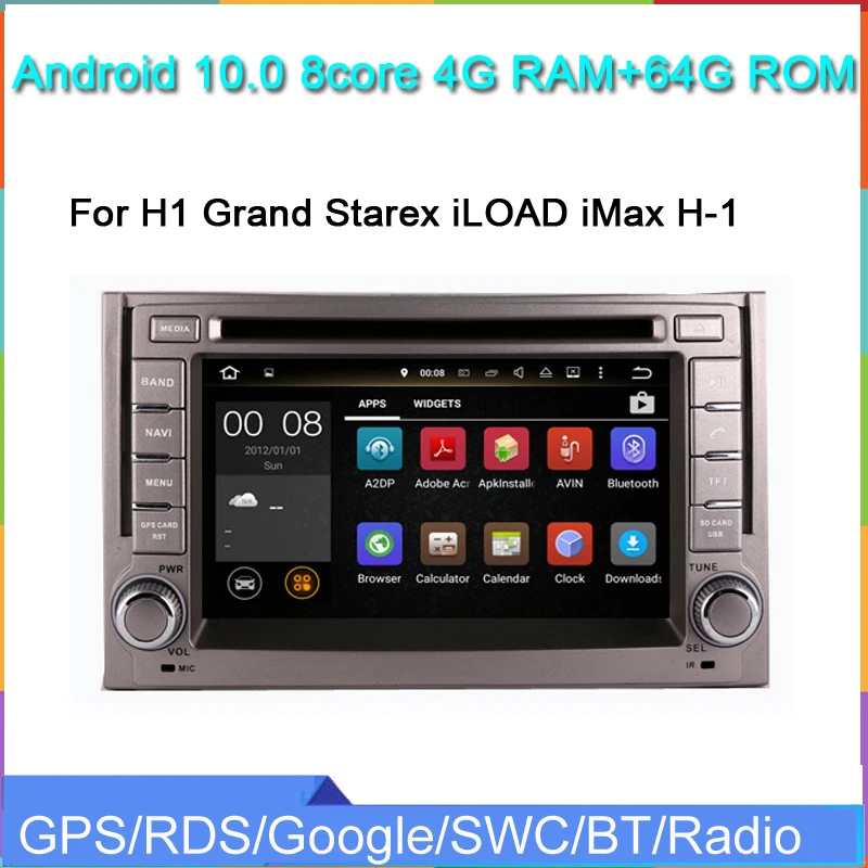 저렴한 무선 카플레이 안드로이드 10 자동차 멀티미디어 플레이어 Gps 내비게이션 라디오 스테레오 헤드 유닛, 현대 H1 그랜드 스타렉스 2007-2013