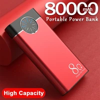 80000mah powerbank portable smartphone charger large capacity 2usb led lamp external battery powerbank for xiaomi iphone samsung