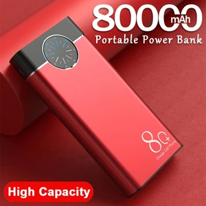 80000mah powerbank portable smartphone charger large capacity 2usb led lamp external battery powerbank for xiaomi iphone samsung free global shipping
