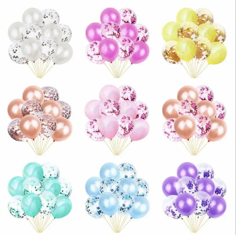 10 шт 12 дюймов воздушные шары с конфетти днем рождения декоративные гелиевые