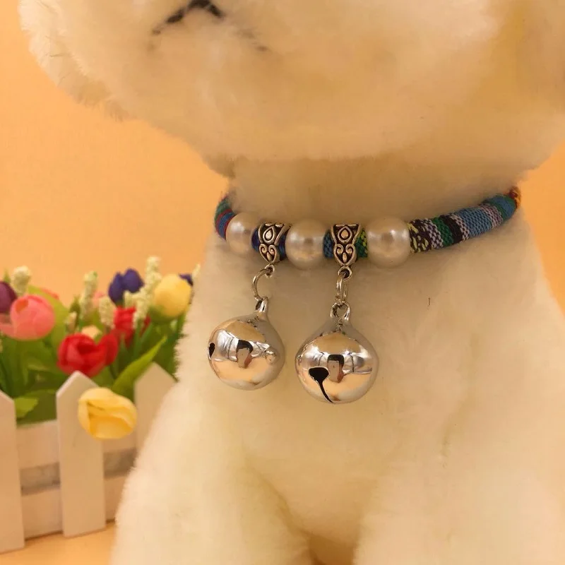

Cute Puppy Dog Collars With Silver Color Bell Collar Neckerchief For Small Pet Dog Fashion Lovely Collar Bibs Pet Accessories