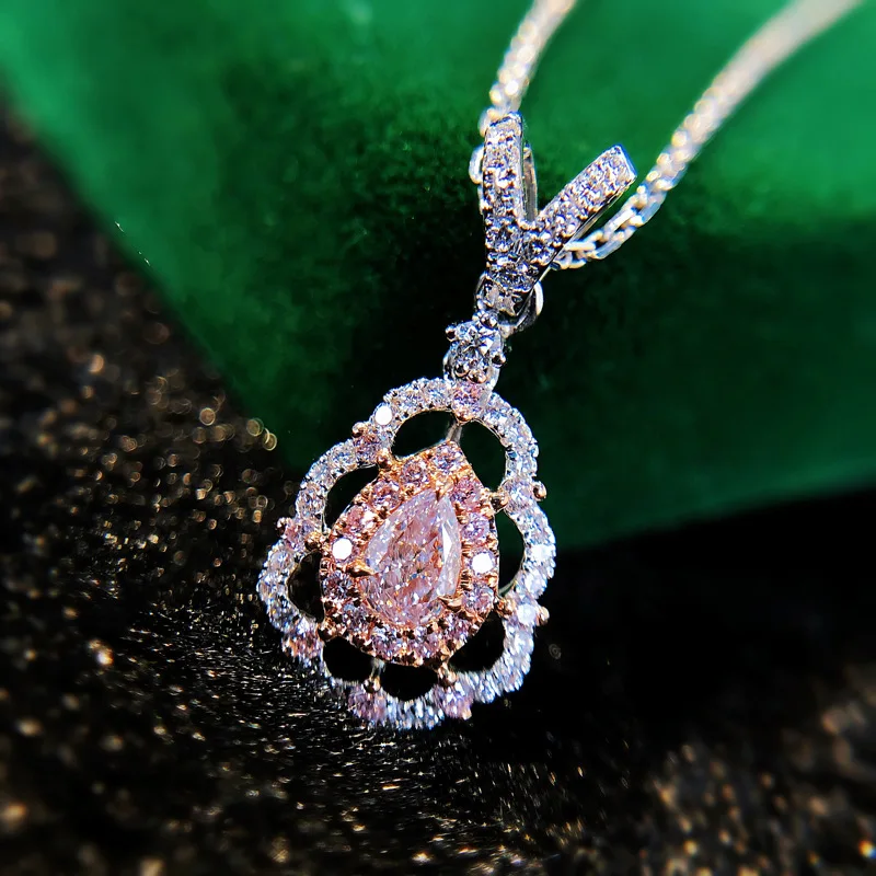 

Genuine 925 Sterling Silver 45cm Necklace 100% Natural Pink Topaz Pendant for Women Silver 925 Jewelry Bizuteria Pendant Females