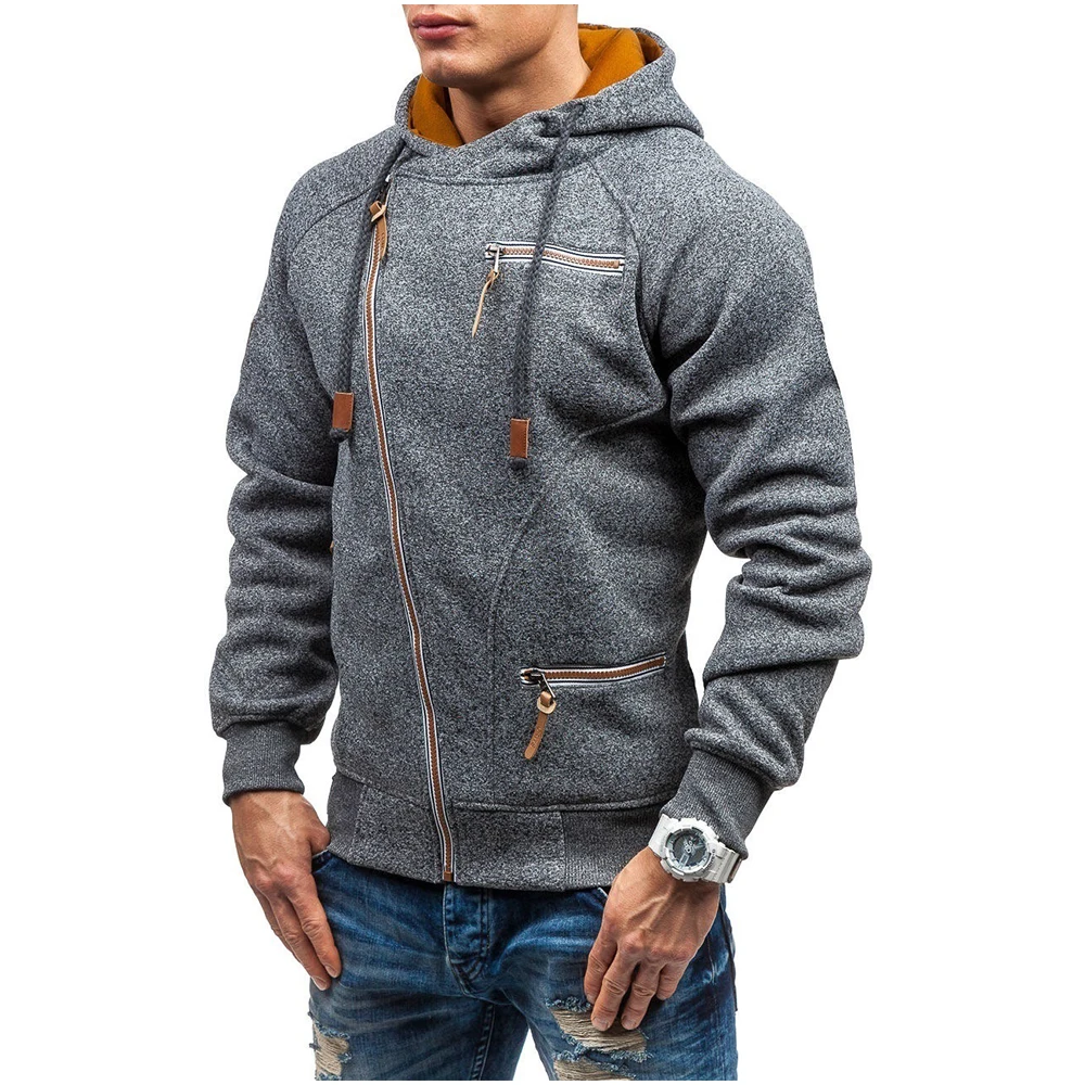 

Long sleeve hoodie men's pullover sport shirt personalized side zipper cation yarn flannel hooded sport shirt Leisure