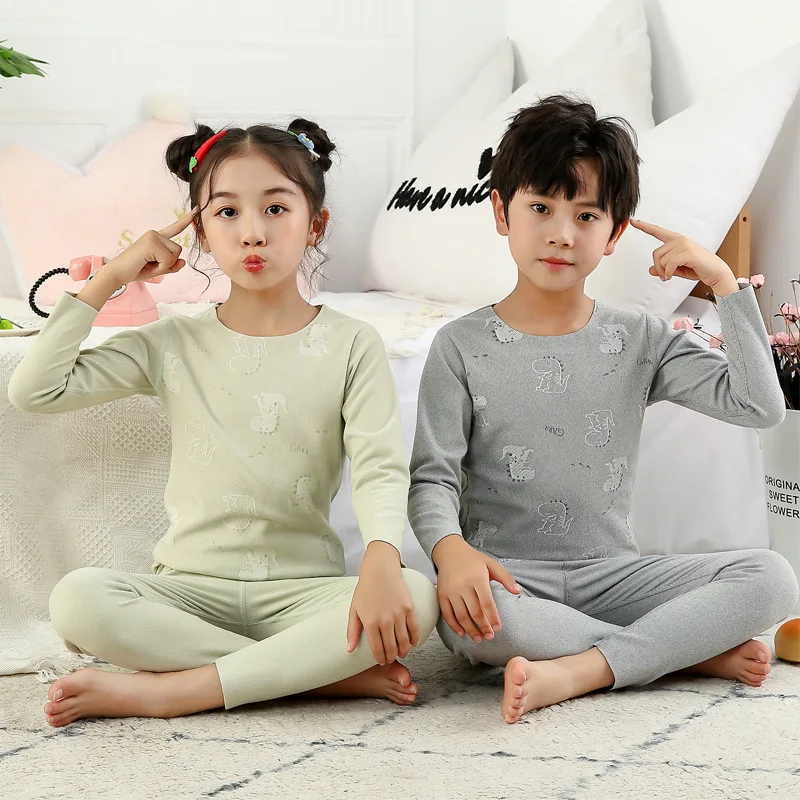 

Thermal Underwear Children Clothing Sets Kids Cartoon Pajamas Big Boys Girls Sleepwear Autumn Seamless Thermal Set For Teenager