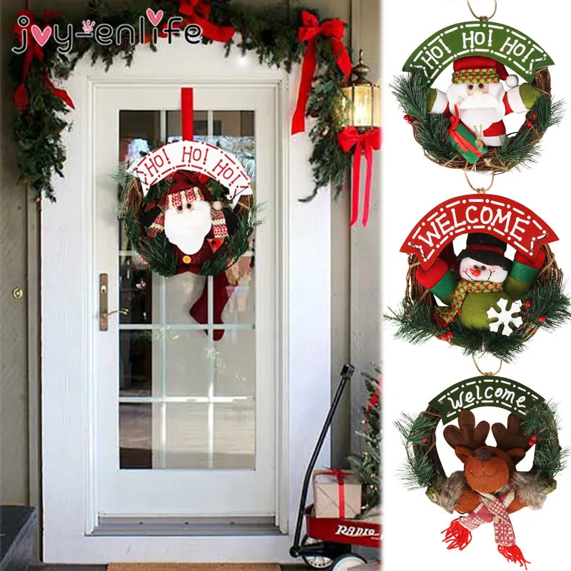 Рождественская гирлянда венок из ротанга Рождественские куклы украшение Санта