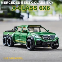 simulation alloy car modle xclass exy 6x6 pickup 128 metal toy car sound light pull back model toys for boys light toys