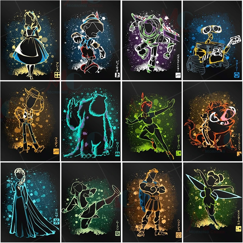 

5D DIY Diamond Painting Cute Animals and Elves Black Abstract Art Diamond Mosaic Embroidery Home Decoration