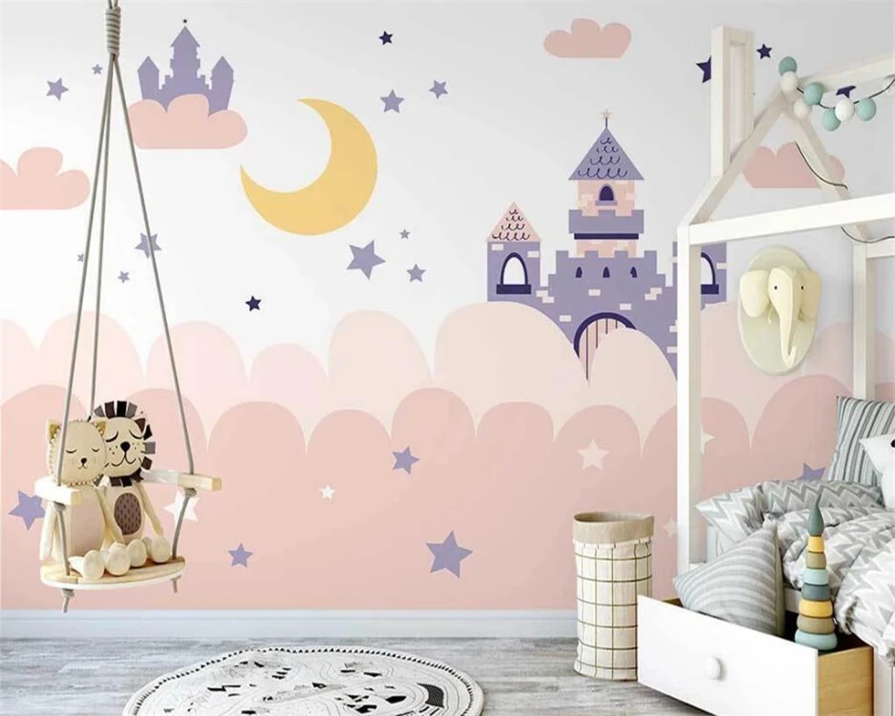 Beibehang Индивидуальный Новый скандинавский фон с ручной росписью розовые облака