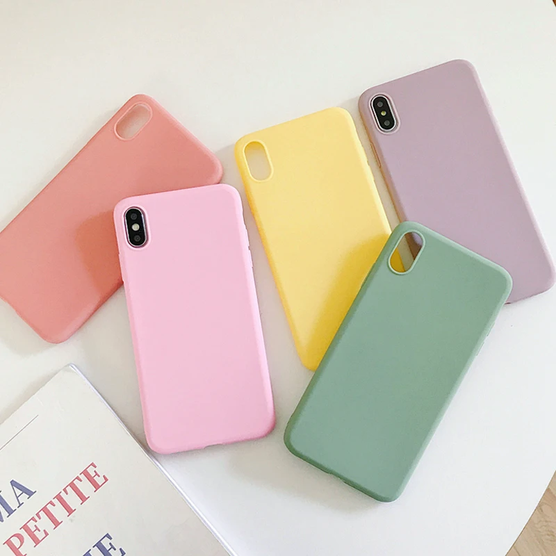 Силиконовый чехол Sunjolly яркого цвета для iPhone 11 Pro Max Xs XR X 8/7 Plus 6s/6 матовый задней
