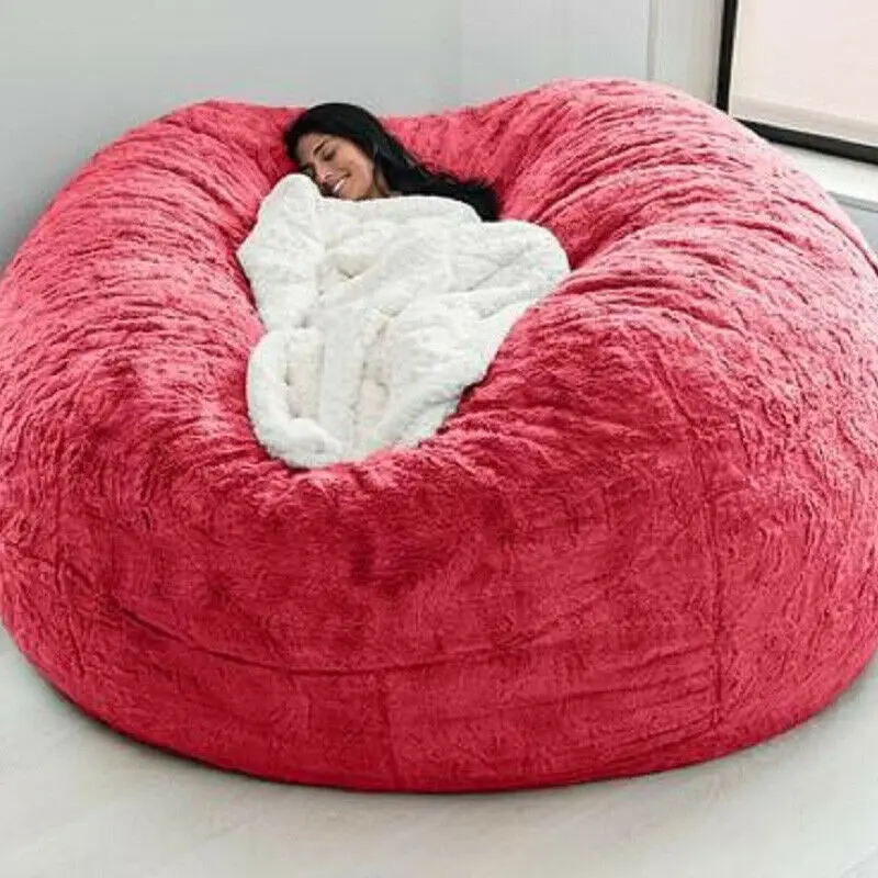 

7ft Giant Fur Bean Bag Cover Soft Fluffy Fur Portable Living Room Sofa Cover only