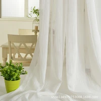 simple window screening translucent and impermeable curtain gauze vertical pattern finished linen white gauze curtain